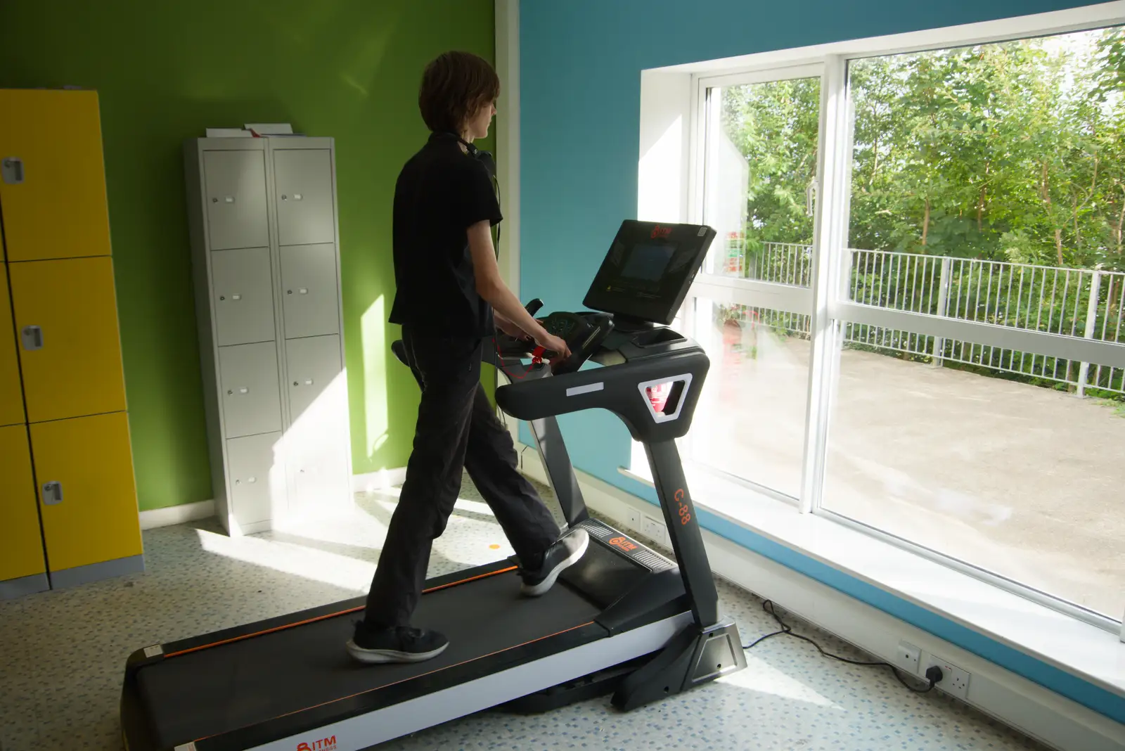 Harry tries out a treadmill, from Clogherrevagh and Strandhill, Leitrim, Ireland - 24th August 2026