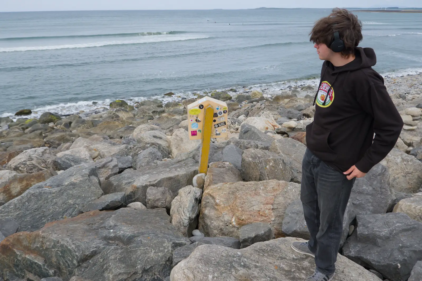 Fred amongst the rocks of Strandhill, from Clogherrevagh and Strandhill, Leitrim, Ireland - 24th August 2026