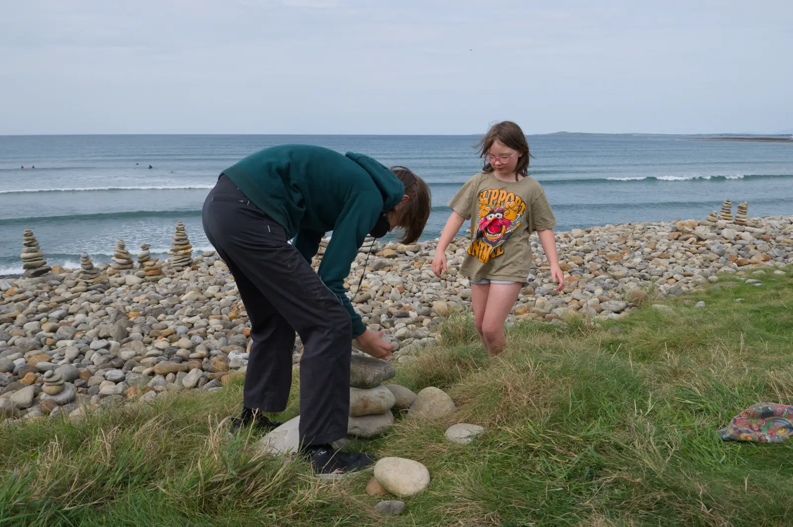 Harry and Rachel start work on a cairn, from Clogherrevagh and Strandhill, Leitrim, Ireland - 24th August 2026
