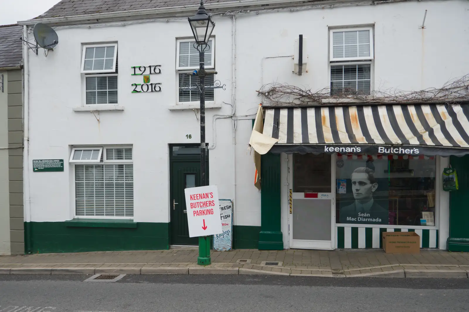 Keenan's butchers commemorates Seán Mac Diamarda, from Manorhamilton, Sligo and Streedagh Beach, Leitrim, Ireland - 26th August 2026