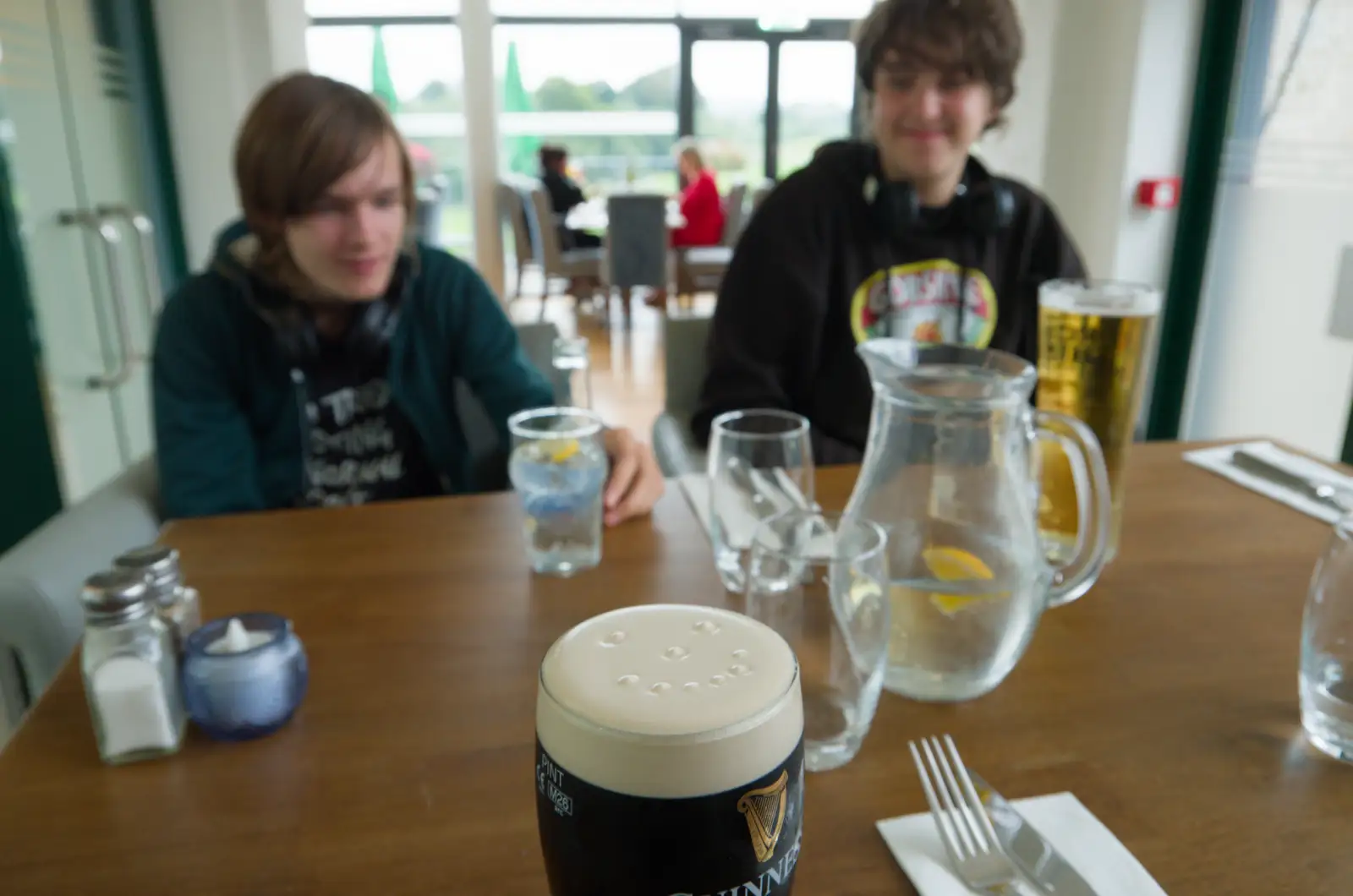 The boys and a pint of Guinness in the hotel bar, from Castle Dargan Golf, Glangelvin and Pizza in Dún Laoghaire, Ireland - 28th August 2026
