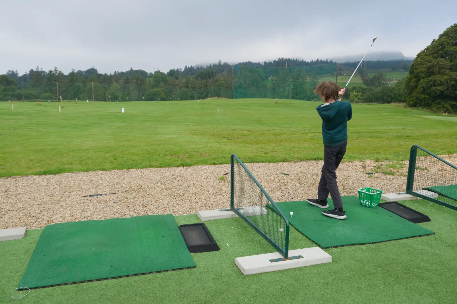 Harry whacks a ball down the range, from Castle Dargan Golf, Glangelvin and Pizza in Dún Laoghaire, Ireland - 28th August 2026