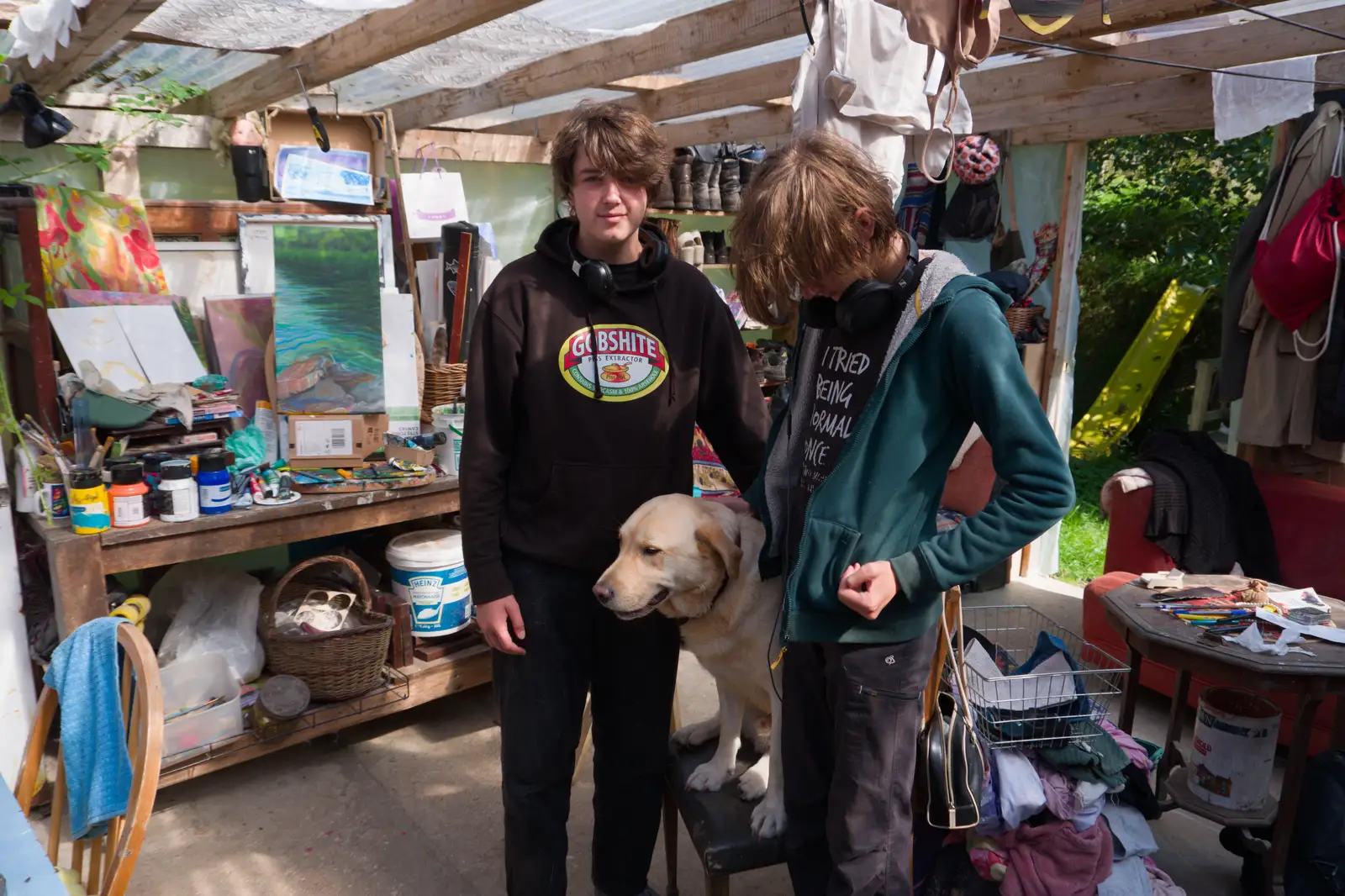 Fred and Harry with Philly's doge, from Castle Dargan Golf, Glangelvin and Pizza in Dún Laoghaire, Ireland - 28th August 2026