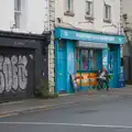 A dude has a coffe outside the Boardgame Café, Castle Dargan Golf, Glangelvin and Pizza in Dún Laoghaire, Ireland - 28th August 2026