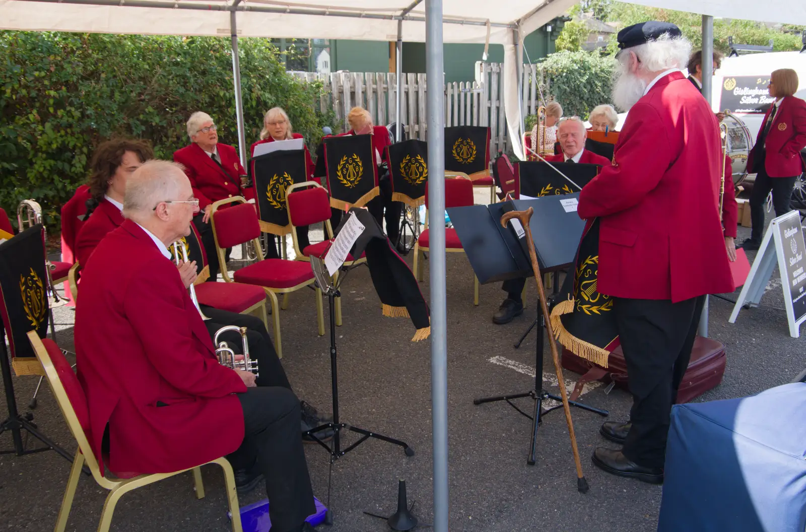 The band gets set up in the marquee, from The GSB at Walsham and the Little Blues Band in Mellis, Suffolk - 31st August 2026