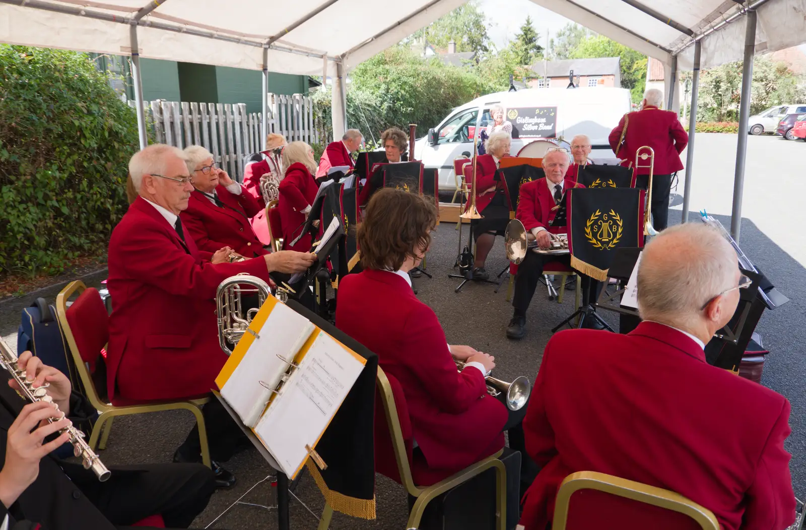 The GSB is about ready to start its set, from The GSB at Walsham and the Little Blues Band in Mellis, Suffolk - 31st August 2026