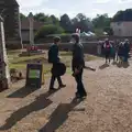Harry and Fred walk past the church, The GSB at Walsham and the Little Blues Band in Mellis, Suffolk - 31st August 2026
