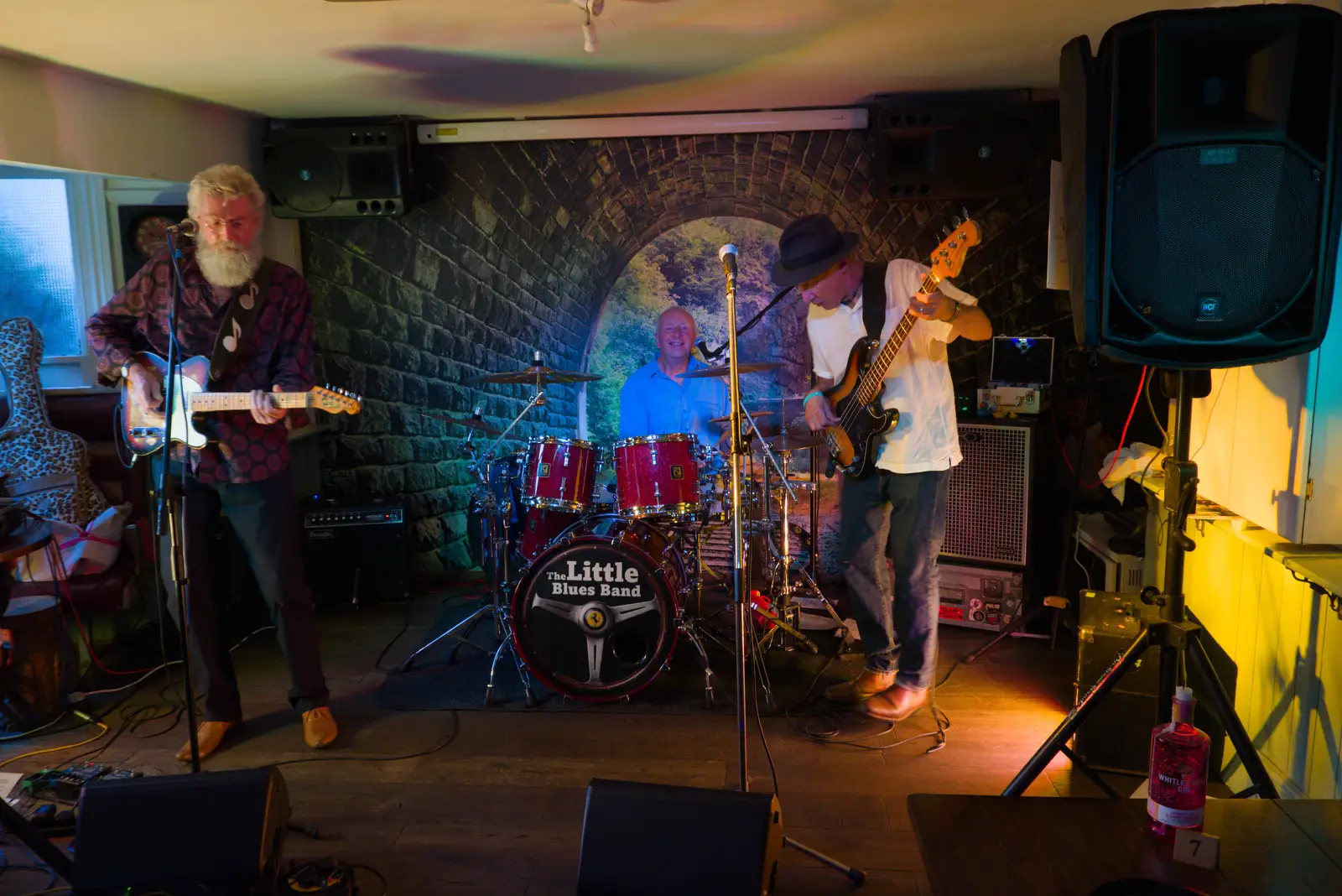 Henry looks up from his drum kit, from The GSB at Walsham and the Little Blues Band in Mellis, Suffolk - 31st August 2026