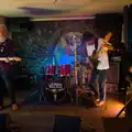 Henry looks up from his drum kit, The GSB at Walsham and the Little Blues Band in Mellis, Suffolk - 31st August 2026