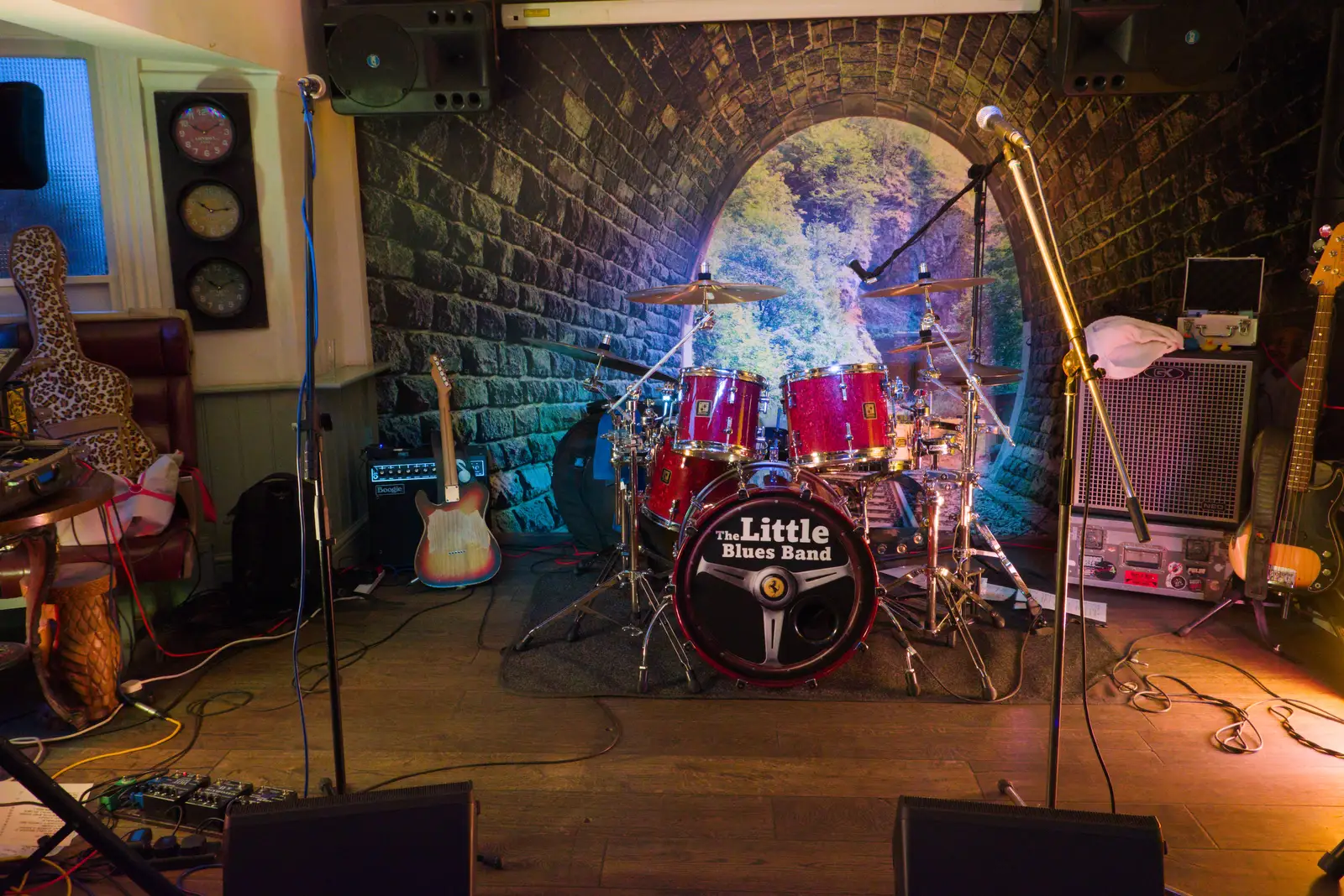 The now-empty stage at the Mellis Railway , from The GSB at Walsham and the Little Blues Band in Mellis, Suffolk - 31st August 2026