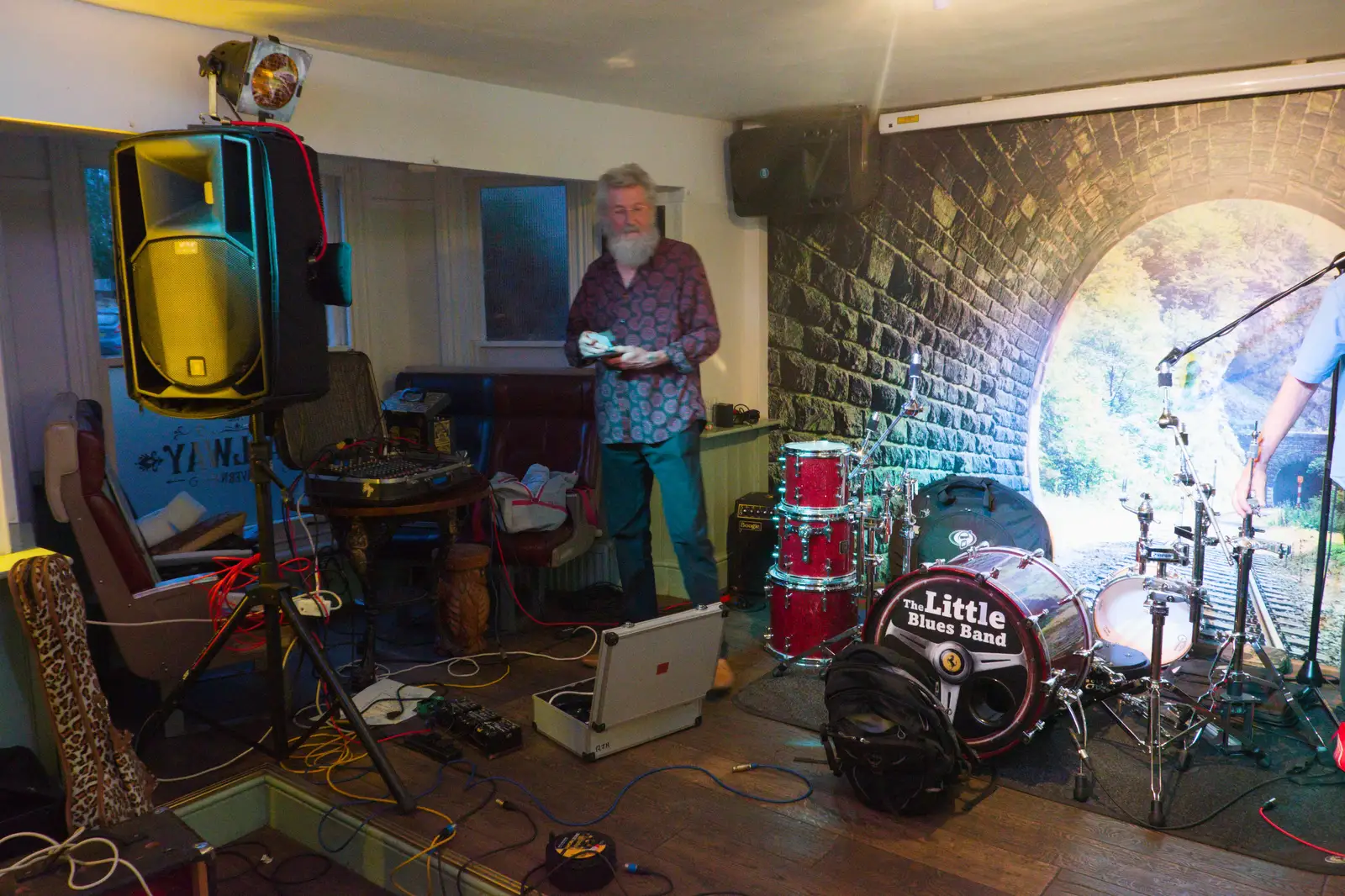 Robs packs stuff away at the end of the gig, from The GSB at Walsham and the Little Blues Band in Mellis, Suffolk - 31st August 2026