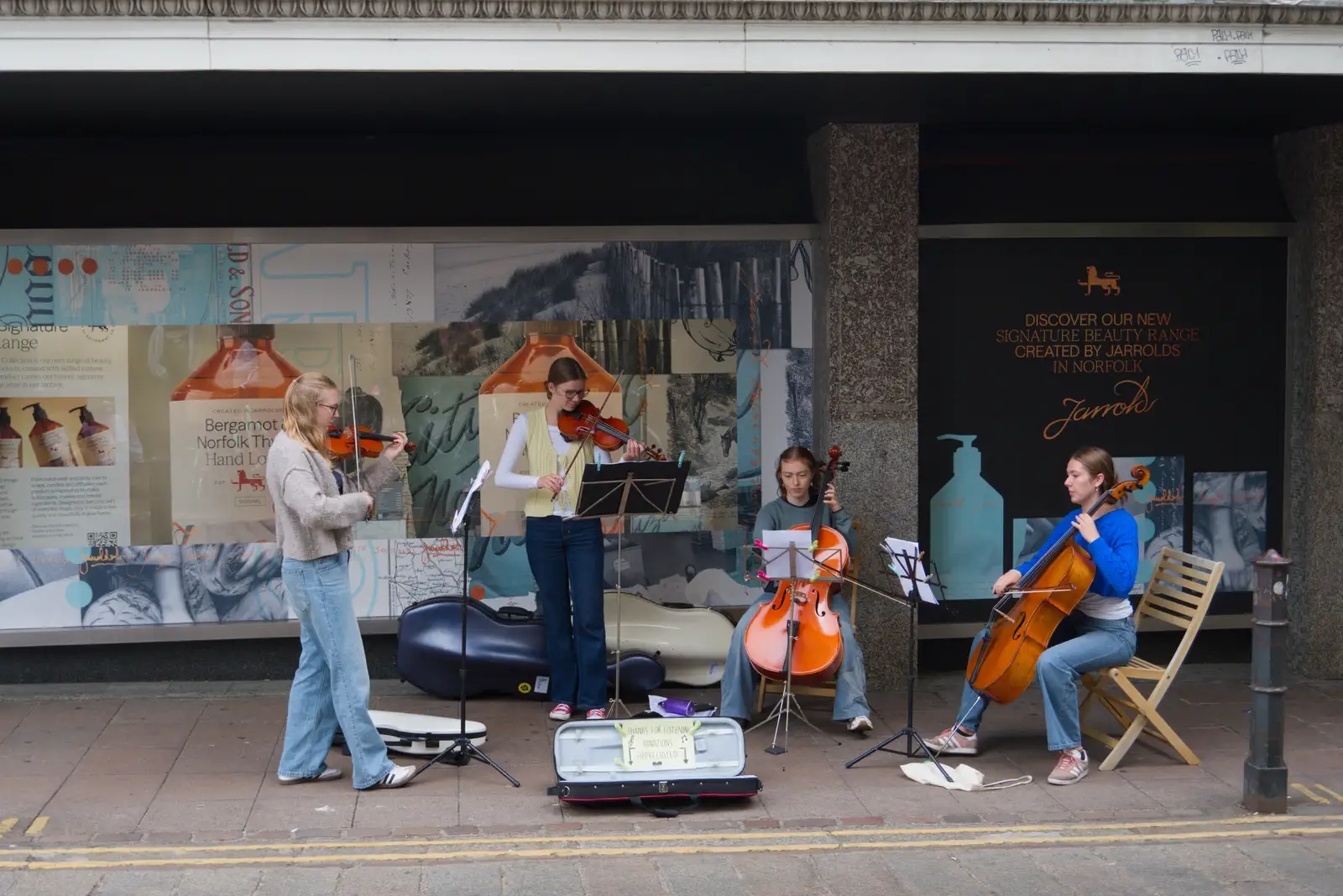There's a string quartet outside Jarrold's, from Shoe Shopping in Norwich, and Italia Fest at the Oaksmere - 5th September 2026
