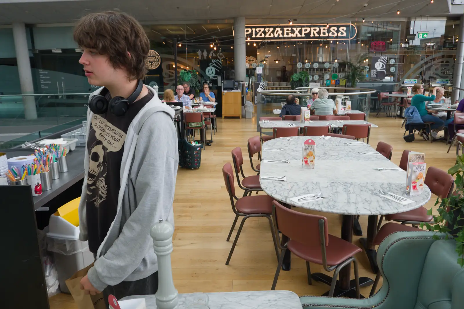 Fred in Pizza Express, Norwich, from Shoe Shopping in Norwich, and Italia Fest at the Oaksmere - 5th September 2026