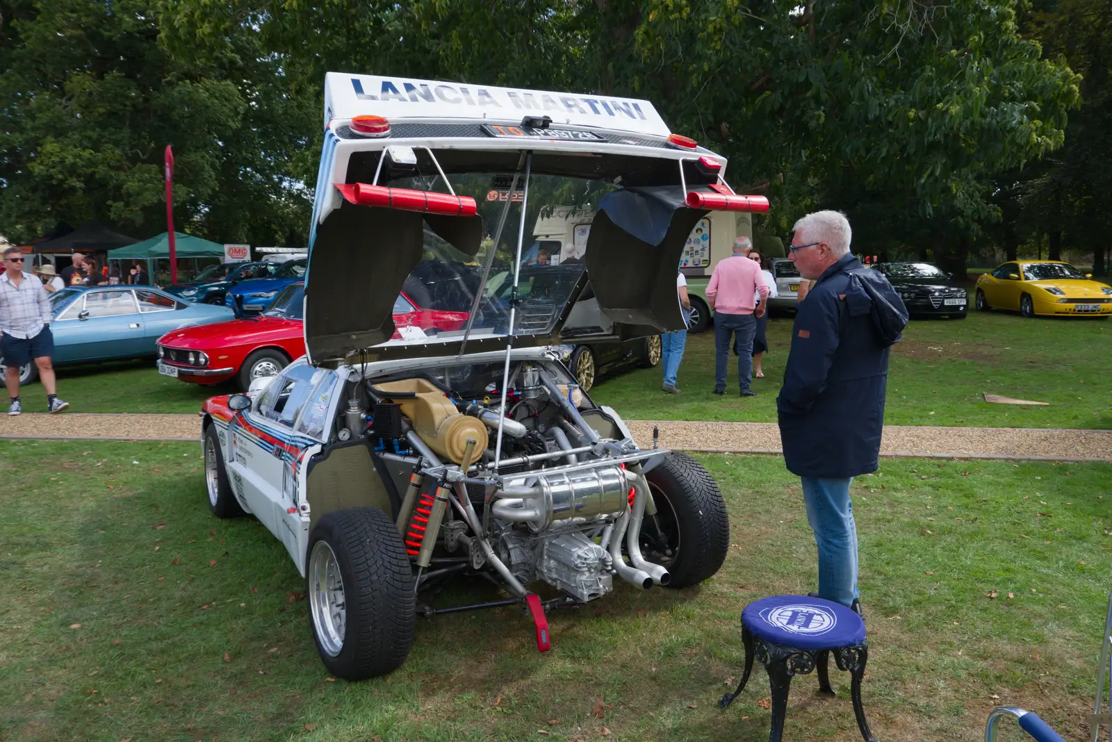 A Lancia Martini with its engine-bay open, from Shoe Shopping in Norwich, and Italia Fest at the Oaksmere - 5th September 2026