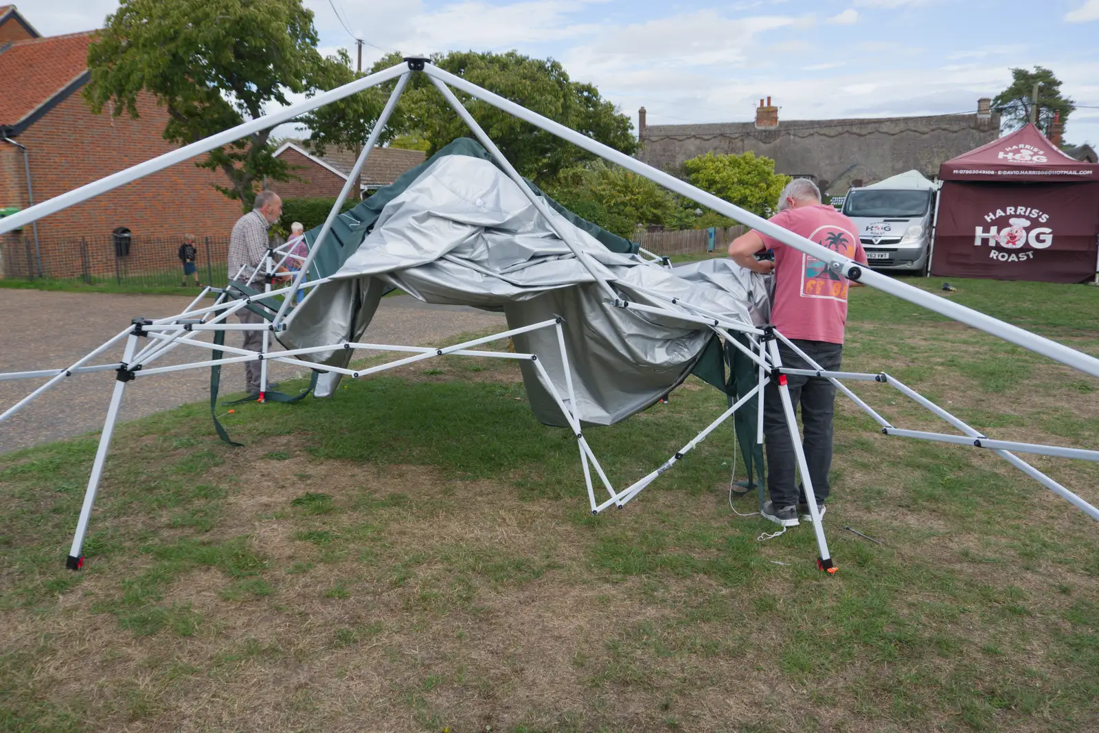 The band gazebo has been partly wrecked by wind, from The GSB at the Carnival, Pulham Market, Norfolk - 12th September 2026