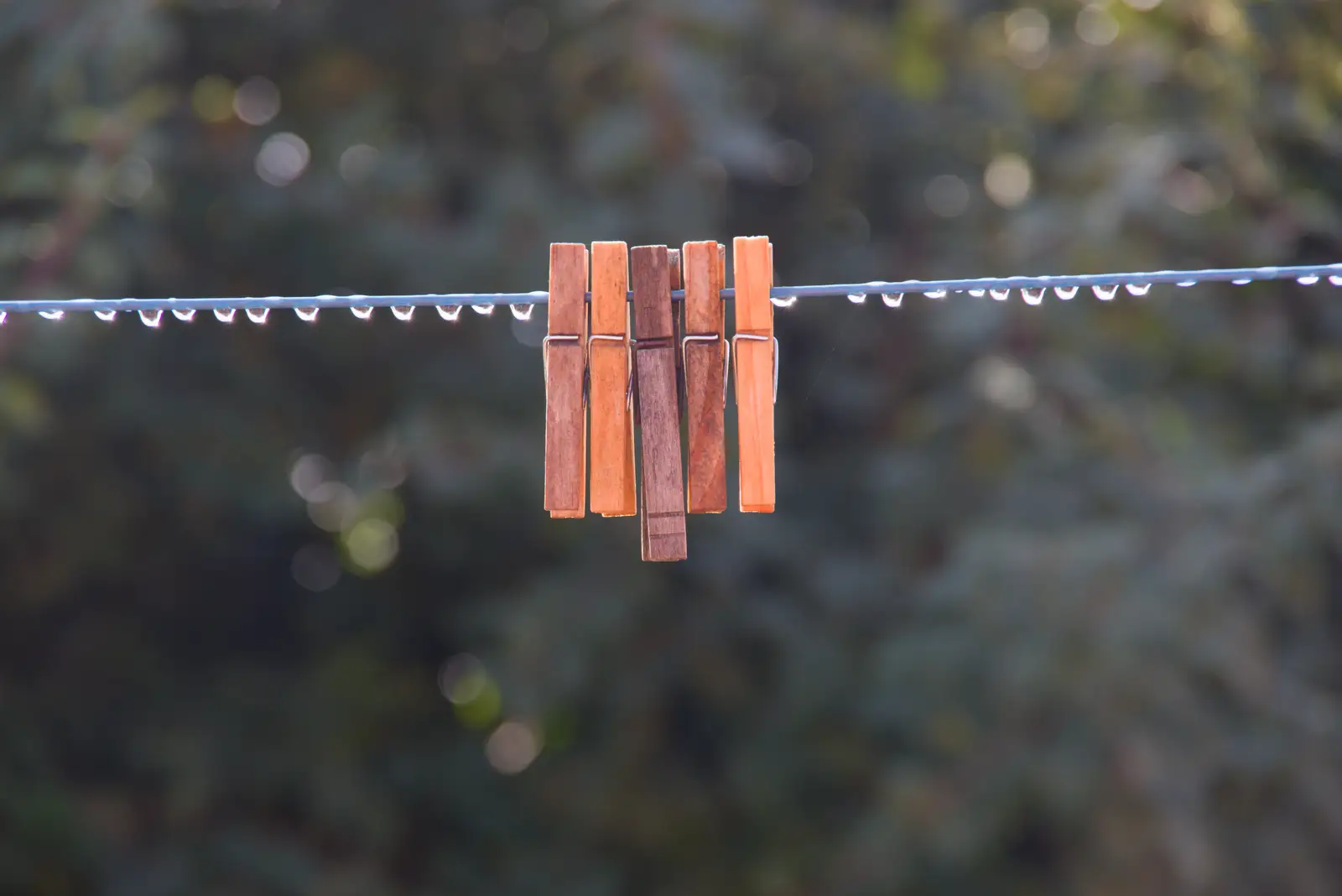 Five pegs on a washing line, from The GSB at the Carnival, Pulham Market, Norfolk - 12th September 2026