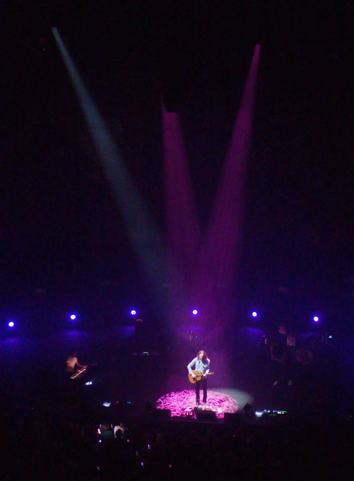 Gary Lightbody under three spotlights, from Snow Patrol at the Royal Albert Hall, South Kensington, London - 21st September 2026