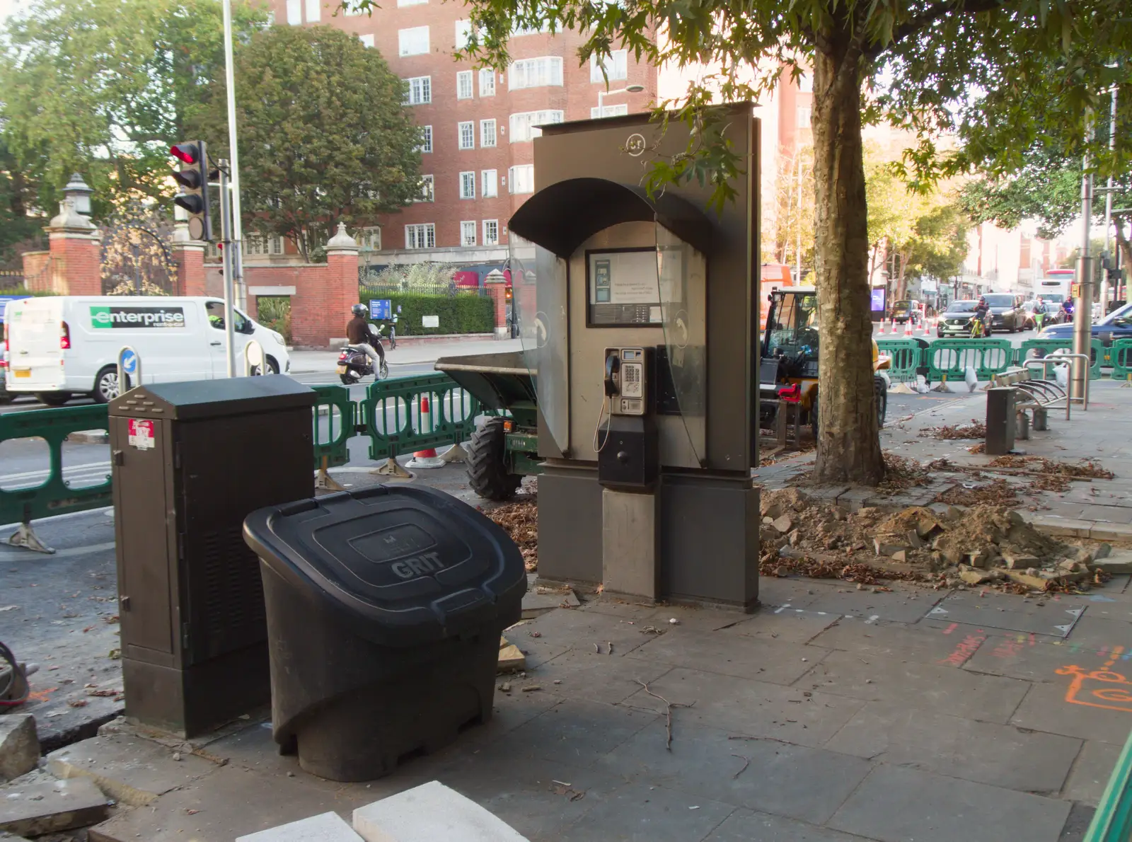 An actual BT payphone cubicle on the High Street, from Snow Patrol at the Royal Albert Hall, South Kensington, London - 21st September 2026