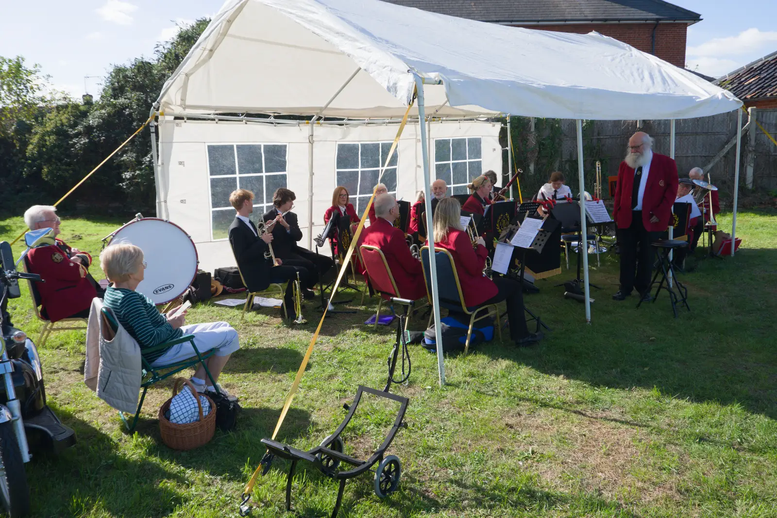 The band in a gazebo in Gislingham's Town Yard, from Snow Patrol at the Royal Albert Hall, South Kensington, London - 21st September 2026