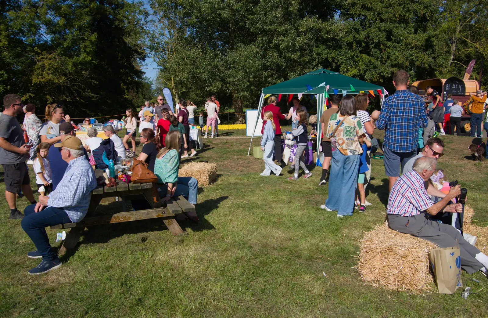 Sitting around on straw bales, from A GSB Duck Race and a House Party, Brome - 26th September 2026