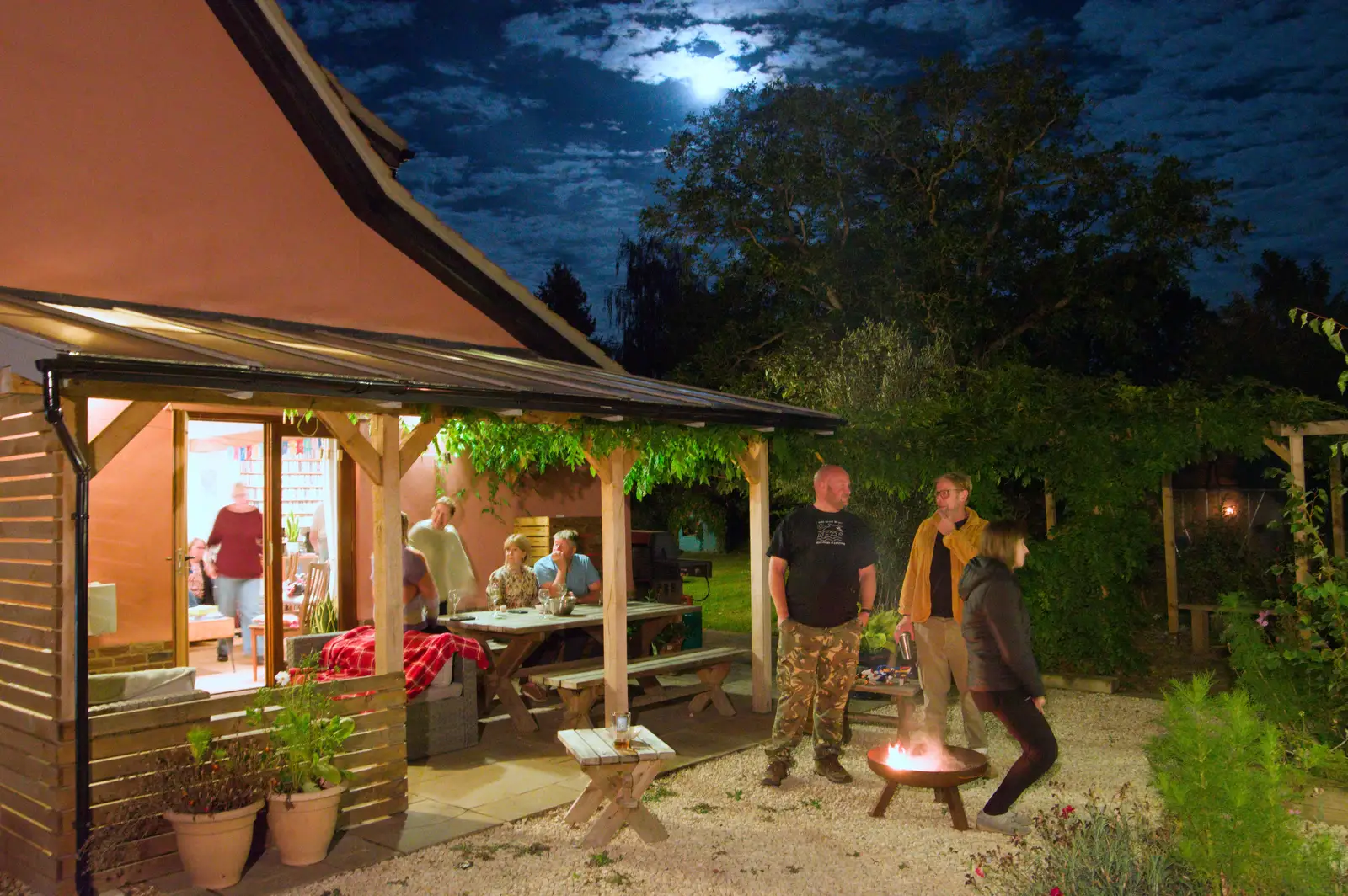 The moon over the party patio, from A GSB Duck Race and a House Party, Brome - 26th September 2026