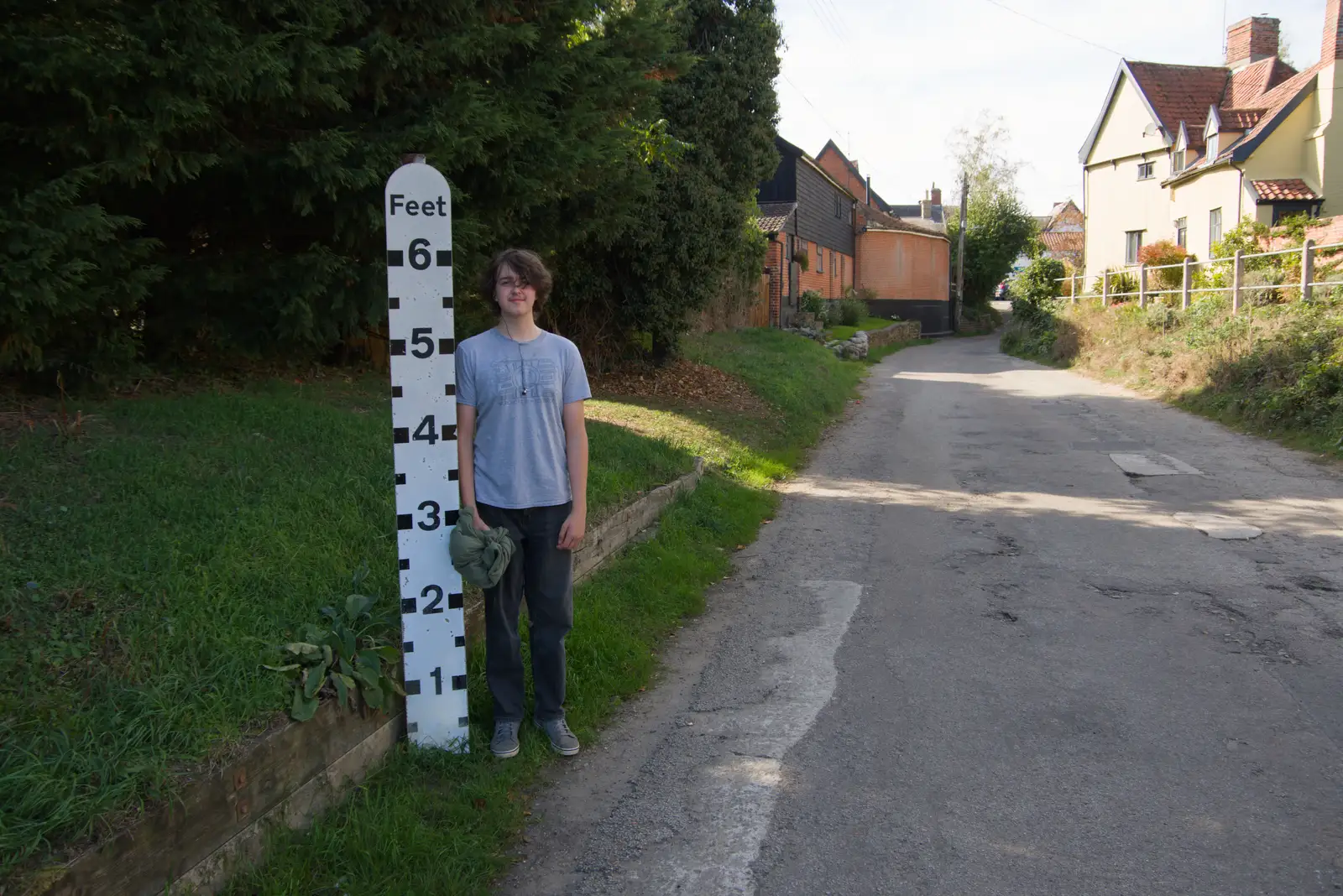 Fred's officially slightly taller, from A Walk Around The Lion Pub, Debenham, Suffolk - 4th October 2026
