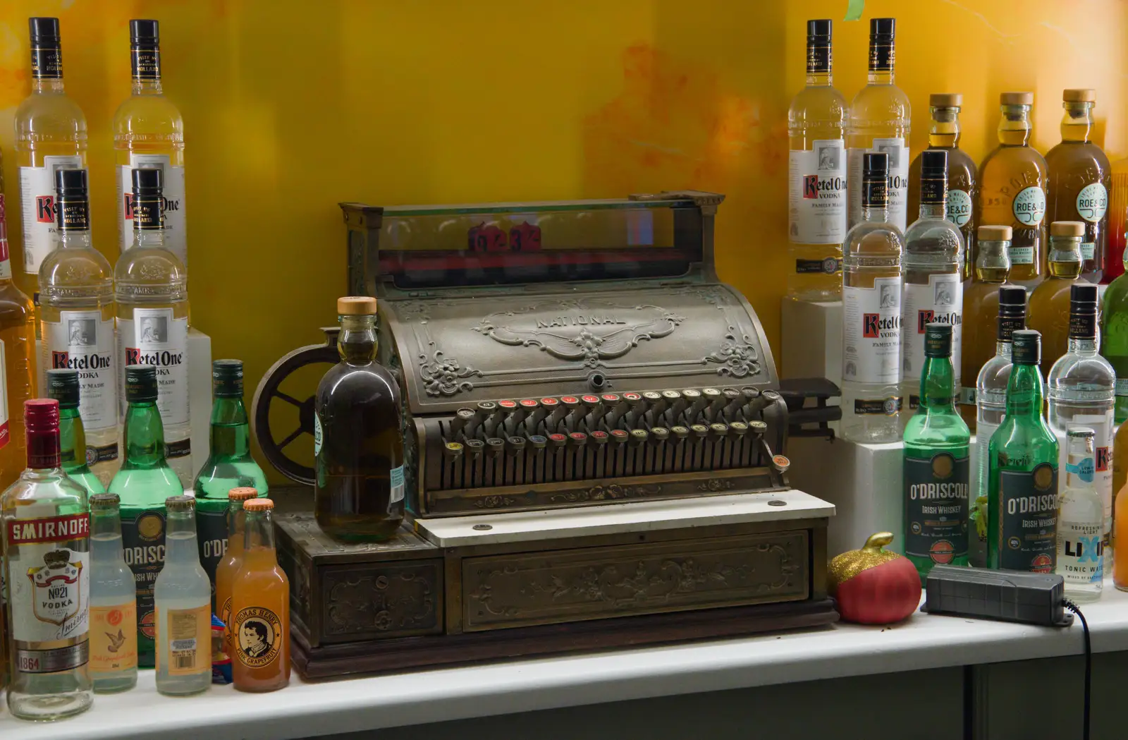 There's a nice old cash register behind the bar, from An Irish Wake for Louise, Booterstown, Dublin - 11th October 2026