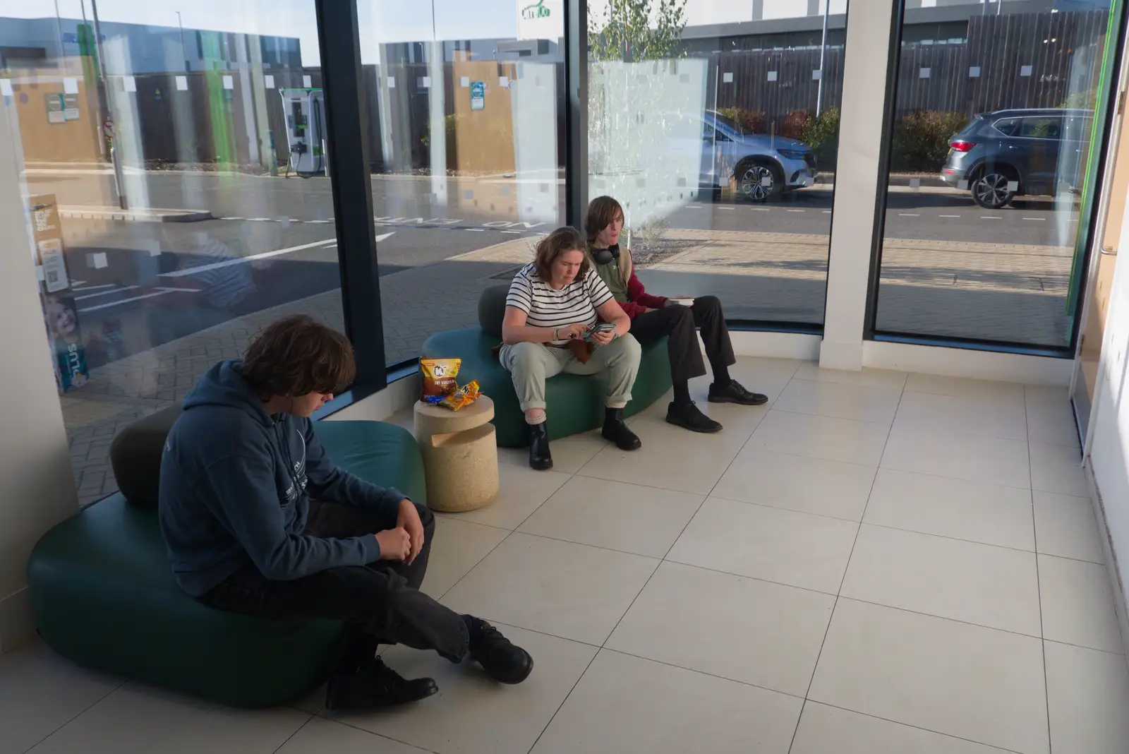 We wait for the car to charge at Gridserve, from An Irish Wake for Louise, Booterstown, Dublin - 11th October 2026