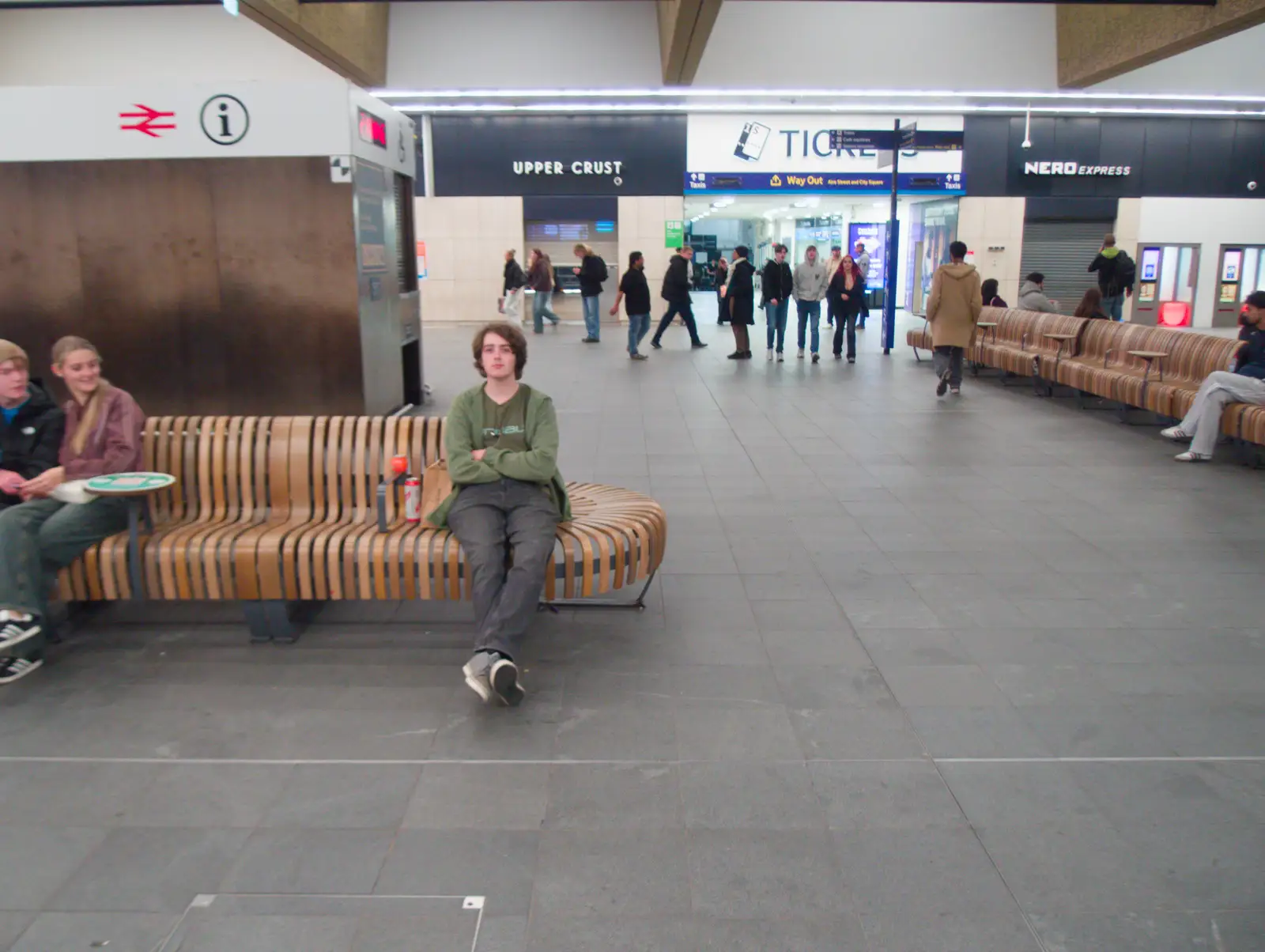Fred waits for another toilet stop in the station, from A Visit to the Conservatoire, Leeds, West Yorkshire - 17th October 2026