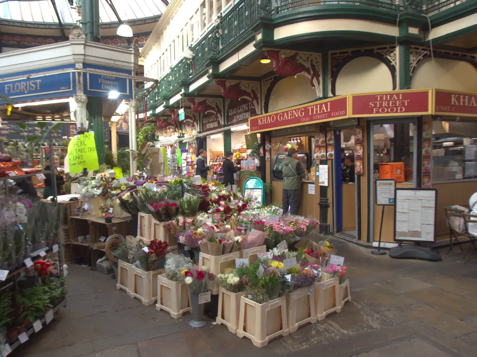 A flower stall and Thai Street Food , from A Visit to the Conservatoire, Leeds, West Yorkshire - 17th October 2026