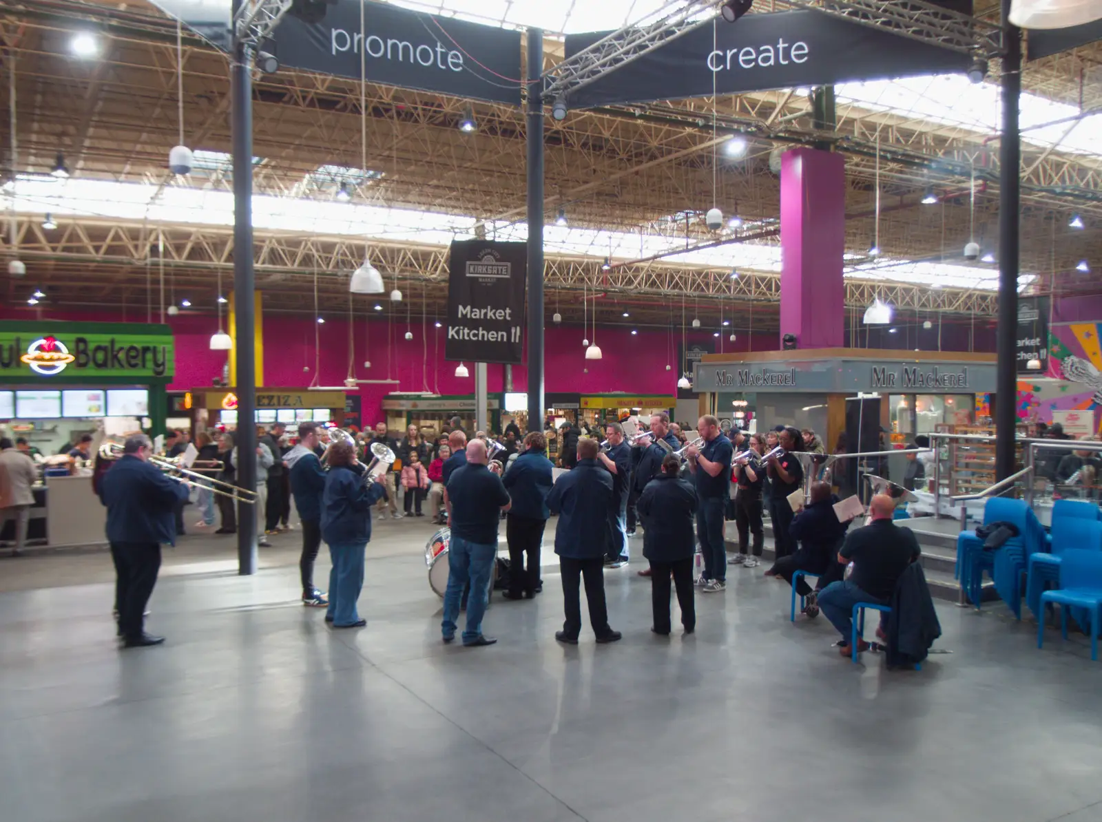 The Sally Army band is playing in Market Kitchen, from A Visit to the Conservatoire, Leeds, West Yorkshire - 17th October 2026
