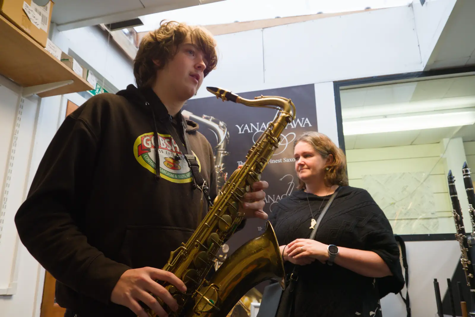Fred tries out a vintage Conn saxophone, from Another Saxophone Trip, Cambridge - 23rd October 2026