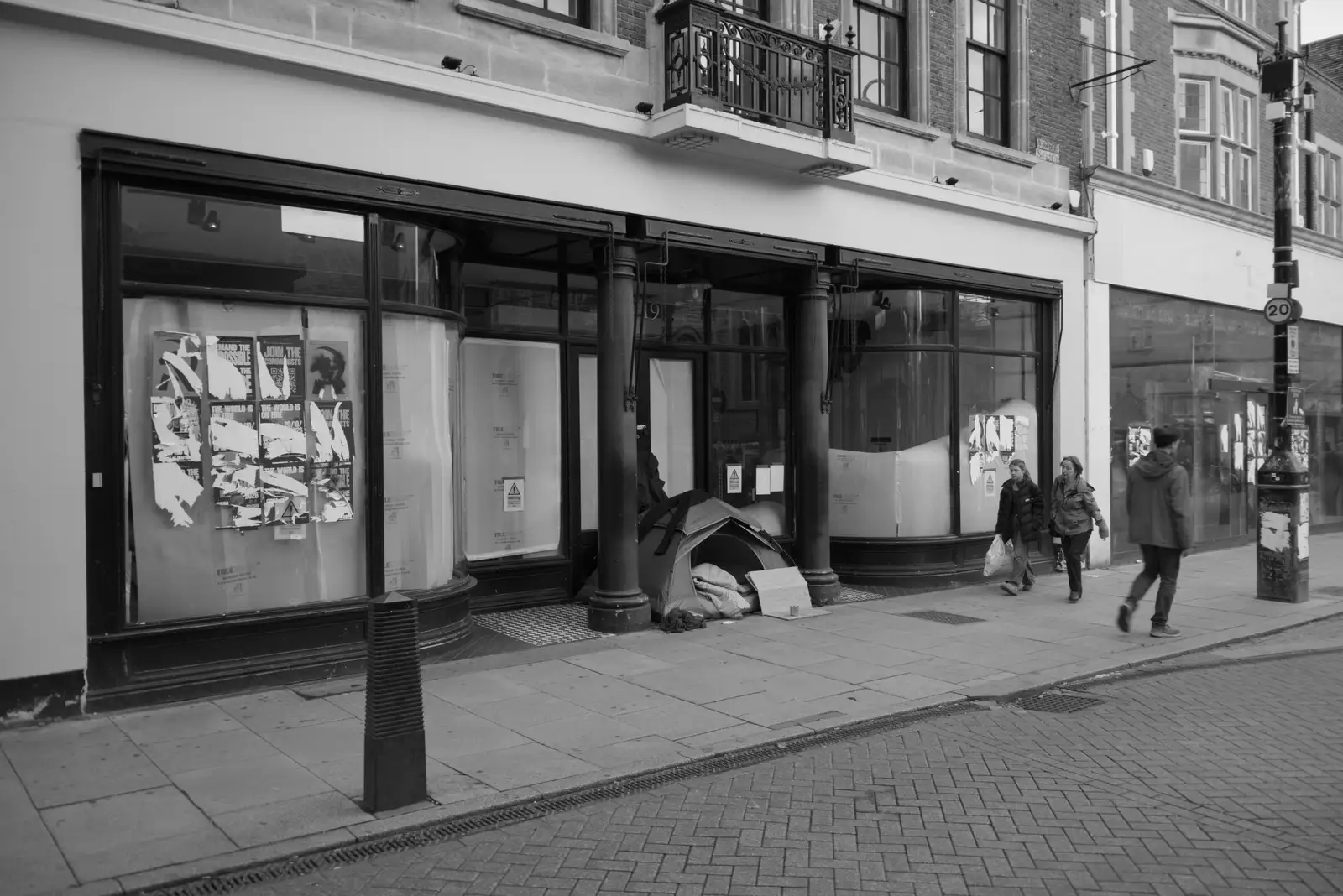 There's a tent in the entrance of a closed-down shop, from Another Saxophone Trip, Cambridge - 23rd October 2026